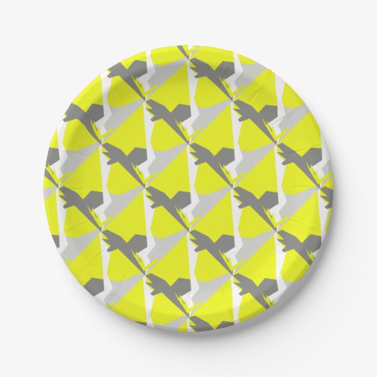 Abstracte kunst - Geel grijs Papieren Bordje (Voorkant)