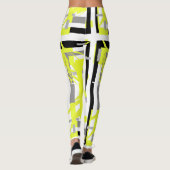Abstracte Kunst Geel Grijs Pastel Kleur Leggings (Achterkant)
