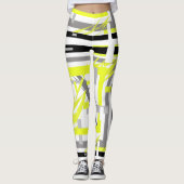 Abstracte Kunst Geel Grijs Pastel Kleur Leggings (Voorkant)