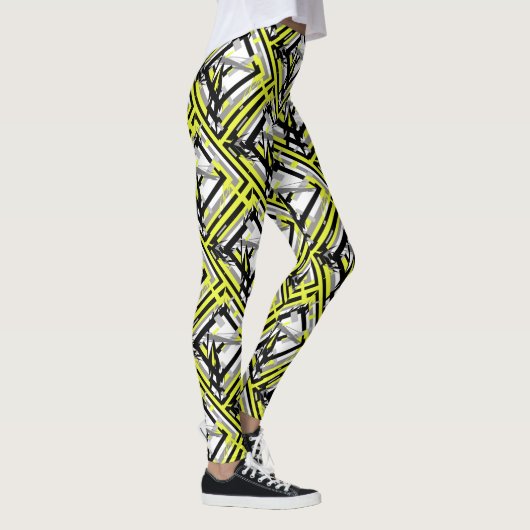 Abstracte Kunst Geel Grijs Pastel Kleur Leggings (Rechts)