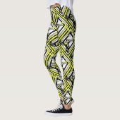 Abstracte Kunst Geel Grijs Pastel Kleur Leggings (Links)