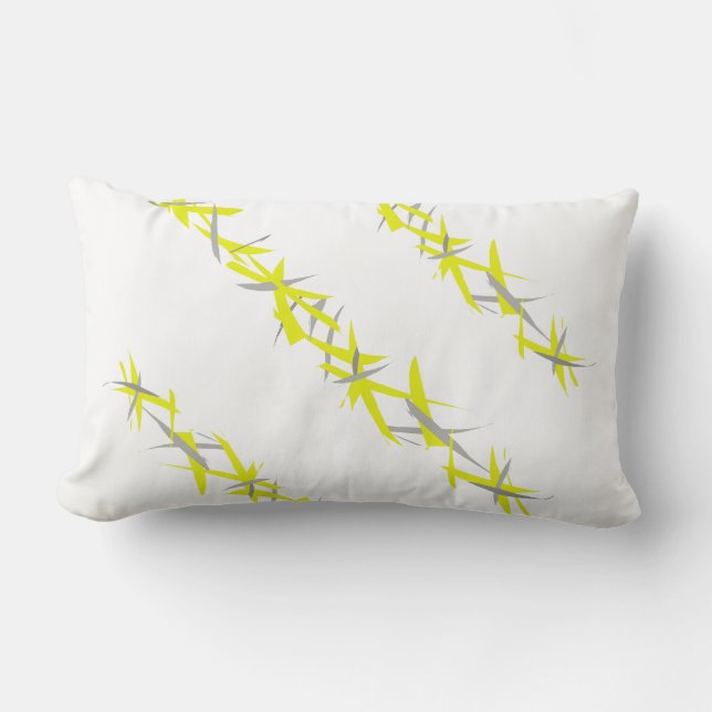 Abstracte kunst Geel Grijs Worp Kussen Cushion (Voorkant)