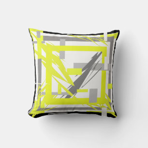 Abstracte kunst geel grijze werp kussenhoes kussen