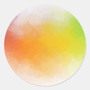 Abstracte kunst geel oranje blauw groen roze rood ronde sticker