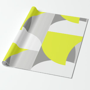 Abstracte kunst geel wit grijs patroon cadeaupapier