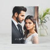 Abstracte kunst gelukkig ooit na bruiloft foto kaart (Staand voorkant)