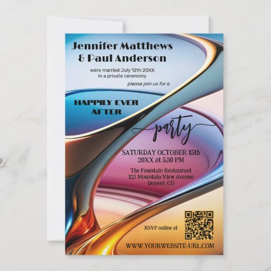 Abstracte kunst gelukkig ooit na bruiloft foto kaart (Achterkant)