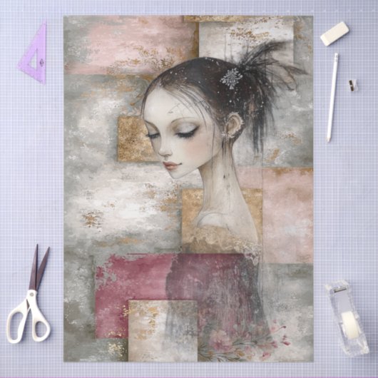 Abstracte kunst Gemengde Media Grunge Meisje Decou Tissuepapier (Craft)