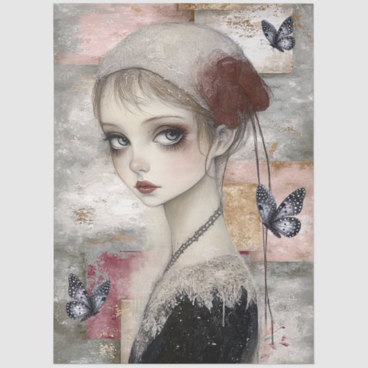 Abstracte kunst Gemengde Media Grunge Meisje Decou Tissuepapier (Voorkant)