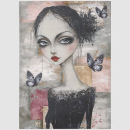 Abstracte kunst Gemengde Media Grunge Meisje Decou Tissuepapier