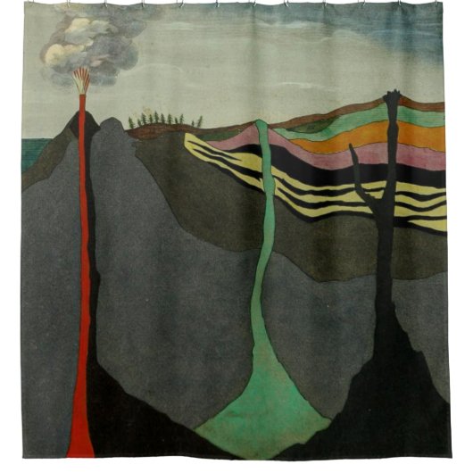 Abstracte kunst gesneden aarde vulkaan douchegordijn (Voorkant)