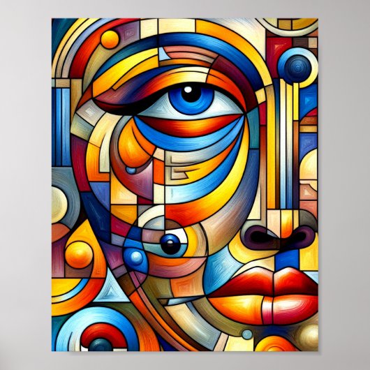 Abstracte kunst gestileerd menselijk gezicht Poste Poster (Voorkant)