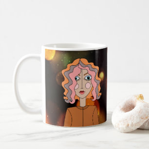 Abstracte kunst gestileerde mooie gezichtsmok koffiemok