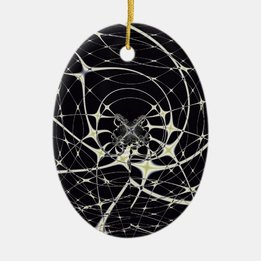 Abstracte kunst Golden Spiderweb Keramisch Ornament (Voorkant)