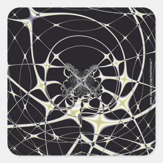 Abstracte Kunst Gouden Spinnenweb Vierkante Sticker (Voorkant)