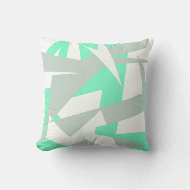 Abstracte kunst grijs witTurquoise pastel Kussen (Voorkant)
