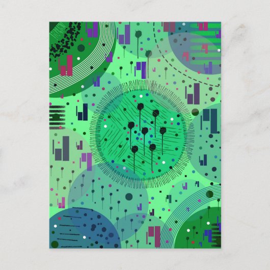 Abstracte Kunst: Groene Kiwi Vrucht Briefkaart (Voorkant)