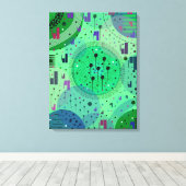 Abstracte Kunst: Groene Kiwi Vrucht Canvas Afdruk (Insitu (Houten vloer))