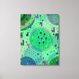 Abstracte Kunst: Groene Kiwi Vrucht Canvas Afdruk