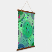 Abstracte Kunst: Groene Kiwi Vrucht Hangend Wandkleed (Gebogen)