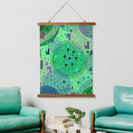 Abstracte Kunst: Groene Kiwi Vrucht Hangend Wandkleed