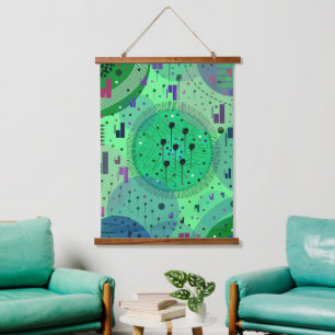 Abstracte Kunst: Groene Kiwi Vrucht Hangend Wandkleed