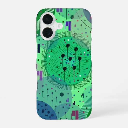 Abstracte Kunst: Groene Kiwi Vrucht iPhone 16 Hoesje (Achterkant)