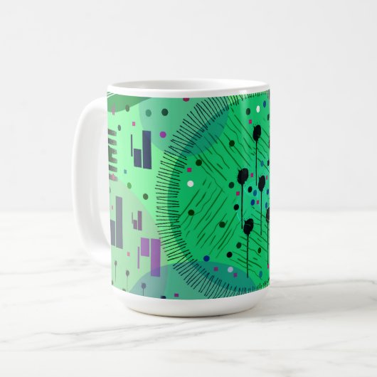 Abstracte Kunst: Groene Kiwi Vrucht Koffiemok (Voorkant links)