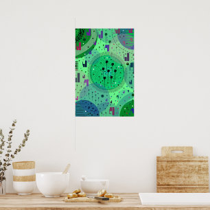 Abstracte Kunst: Groene Kiwi Vrucht Poster