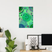 Abstracte Kunst: Groene Kiwi Vrucht Poster (Thuiskantoor)