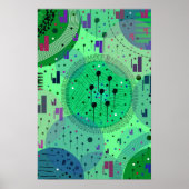 Abstracte Kunst: Groene Kiwi Vrucht Poster (Voorkant)