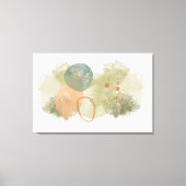 Abstracte kunst groene stokes, perzikkringen met g canvas afdruk (Voorkant)