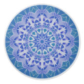 Abstracte Kunst Handbeschilderd Blauw Blauwgroen M Keramische Knop (Voorkant)