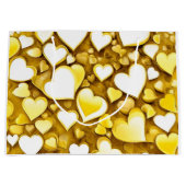Abstracte kunst harten in geel goud cadeau groot cadeauzakje (Voorkant)