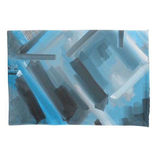 Abstracte Kunst Hedendaagse Blauwe tinten Kussensloop (Voorkant)