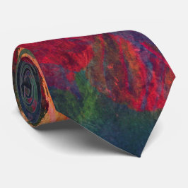 Abstracte kunst, herfst bladeren, rood-groen-roze stropdas