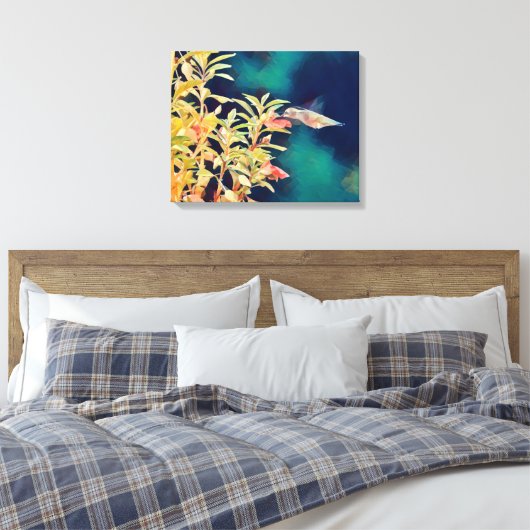 Abstracte kunst Hummingbird Floral Canvas Art Prin Afdruk (Insitu (Slaapkamer))