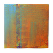 Abstracte kunst in Aqua, Koper, Goud Tegeltje (Voorkant)