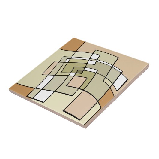 Abstracte kunst in de herfst van Cream Pastel Tegeltje (Zijkant)