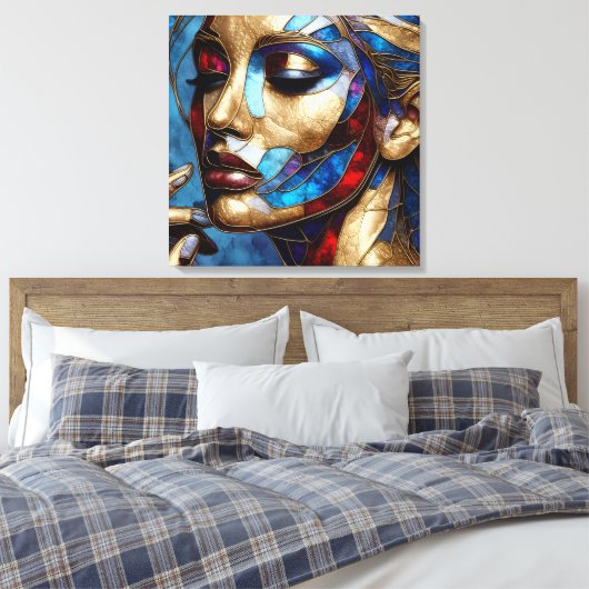 Abstracte kunst in gebrandschilderd glas van het g canvas afdruk (Insitu (Slaapkamer))