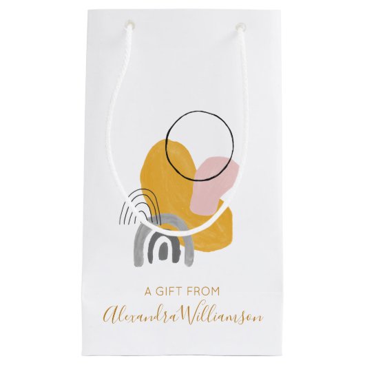 Abstracte kunst in geel gepersonaliseerd een cadea klein cadeauzakje (Voorkant)