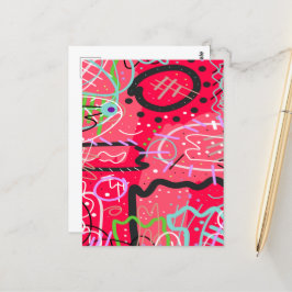 Abstracte kunst in het rood briefkaart