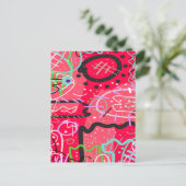 Abstracte kunst in het rood briefkaart (Staand voorkant)