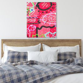 Abstracte kunst in het rood canvas afdruk