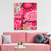 Abstracte kunst in het rood canvas afdruk (Insitu (Woonkamer))