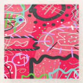 Abstracte kunst in het rood glazen onderzetter (Voorkant)
