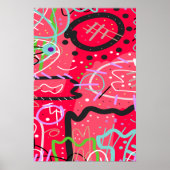Abstracte kunst in het rood poster (Voorkant)