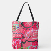 Abstracte kunst in het rood tote bag (Achterkant)