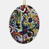 Abstracte kunst in Marokko met handschildering Keramisch Ornament (Rechts)