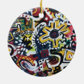 Abstracte kunst in Marokko met handschildering Keramisch Ornament (Achterkant)